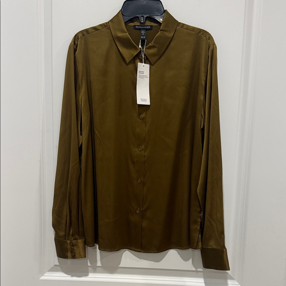 Eileen Fisher Olive Green Blouse - Picture 1 of 4